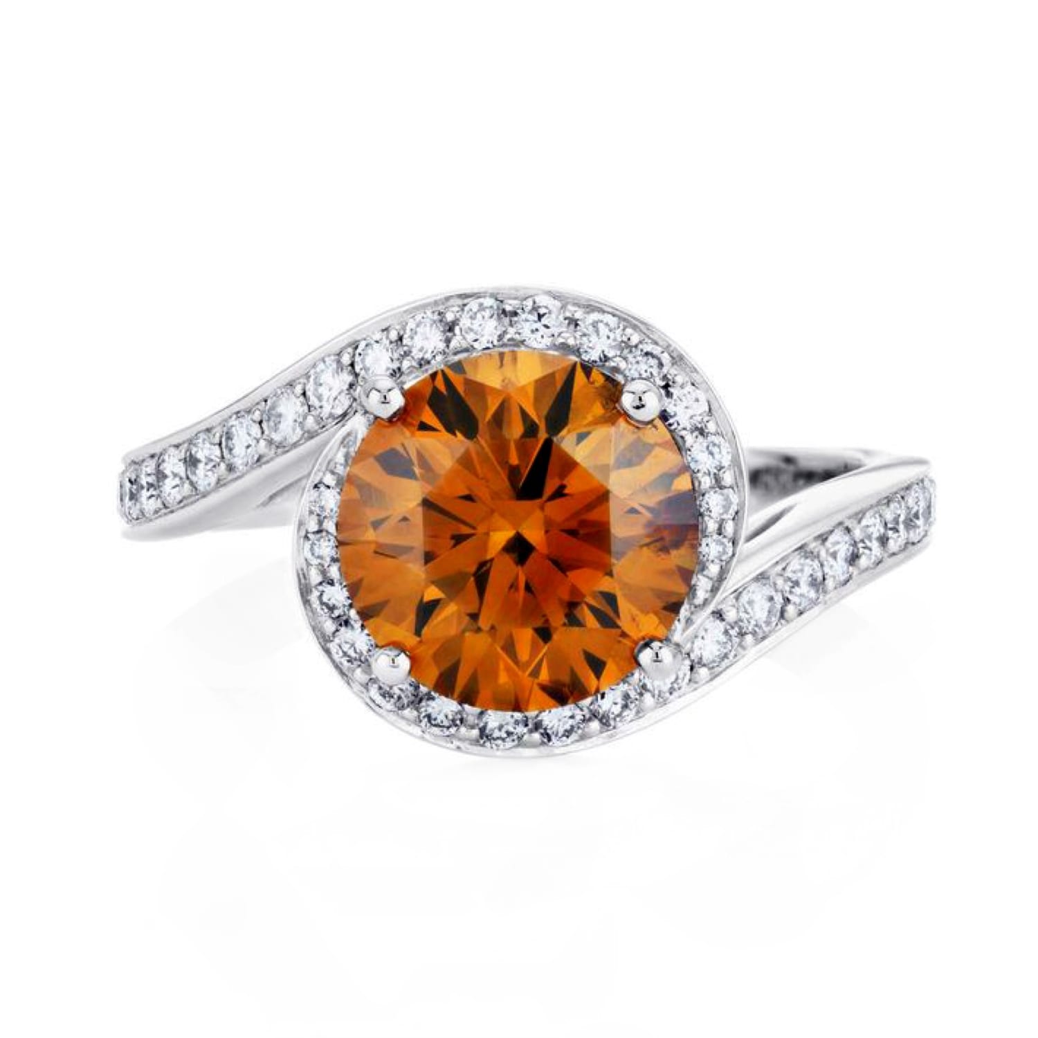 Fancy Vivid Orange Round Ring — 1.60 ct